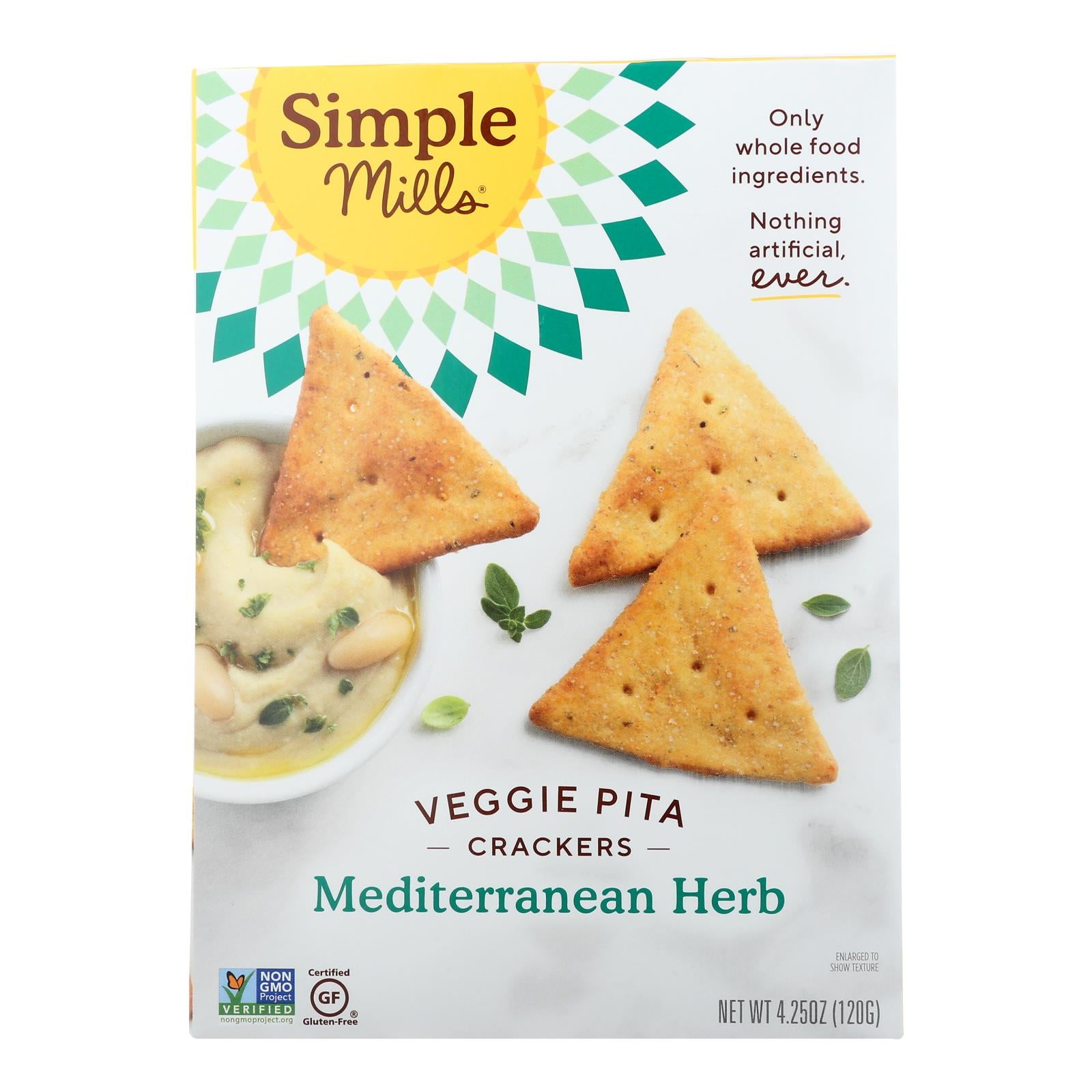 Simple Mills Mediterranean Herb Veggie Pita Crackers, Case of 6