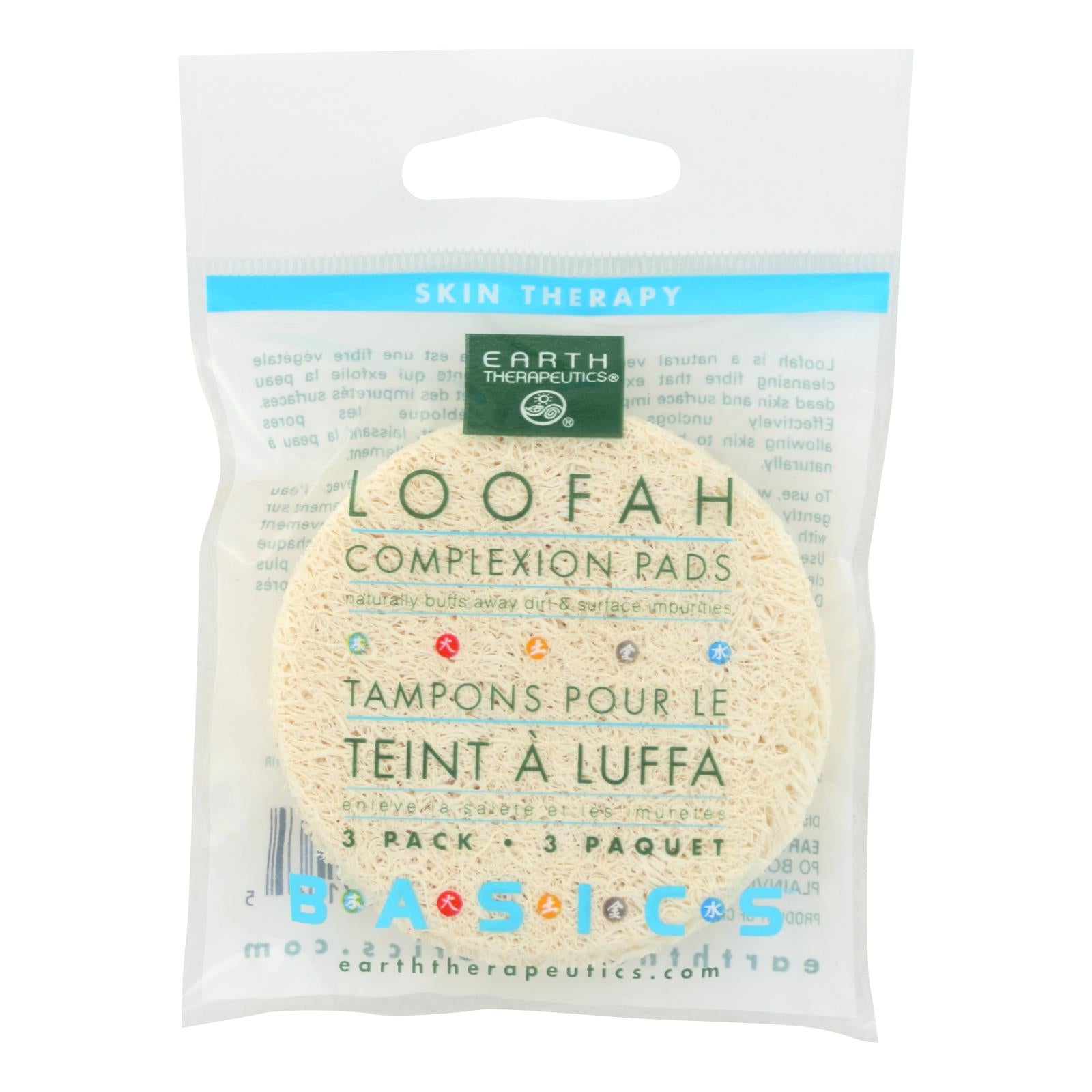 Earth Therapeutics Loofah Complexion Pads, Case of 12