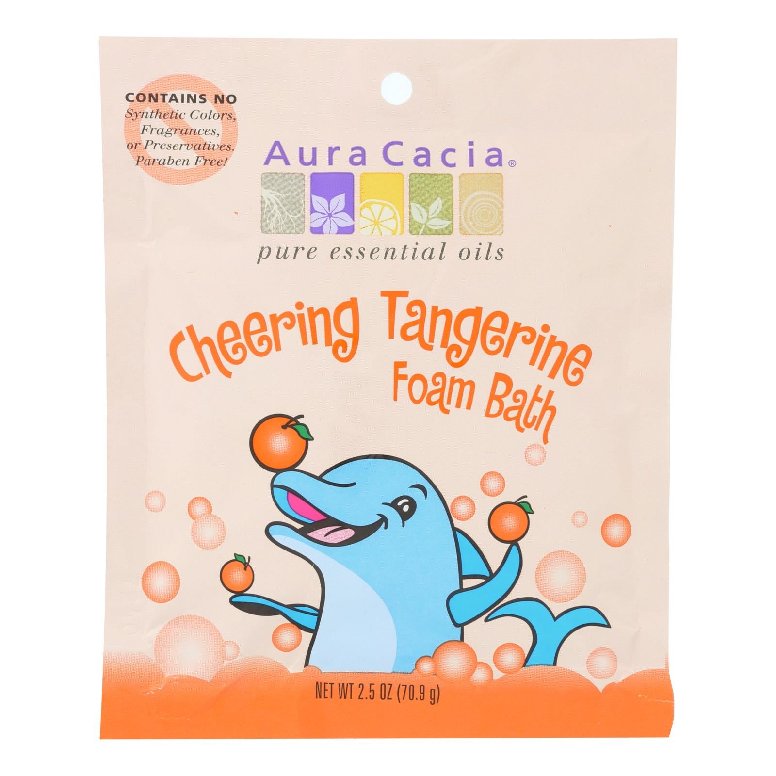 Aura Cacia Cheering Foam Bath Tangerine & Sweet Orange Essential Oils, Case of 6