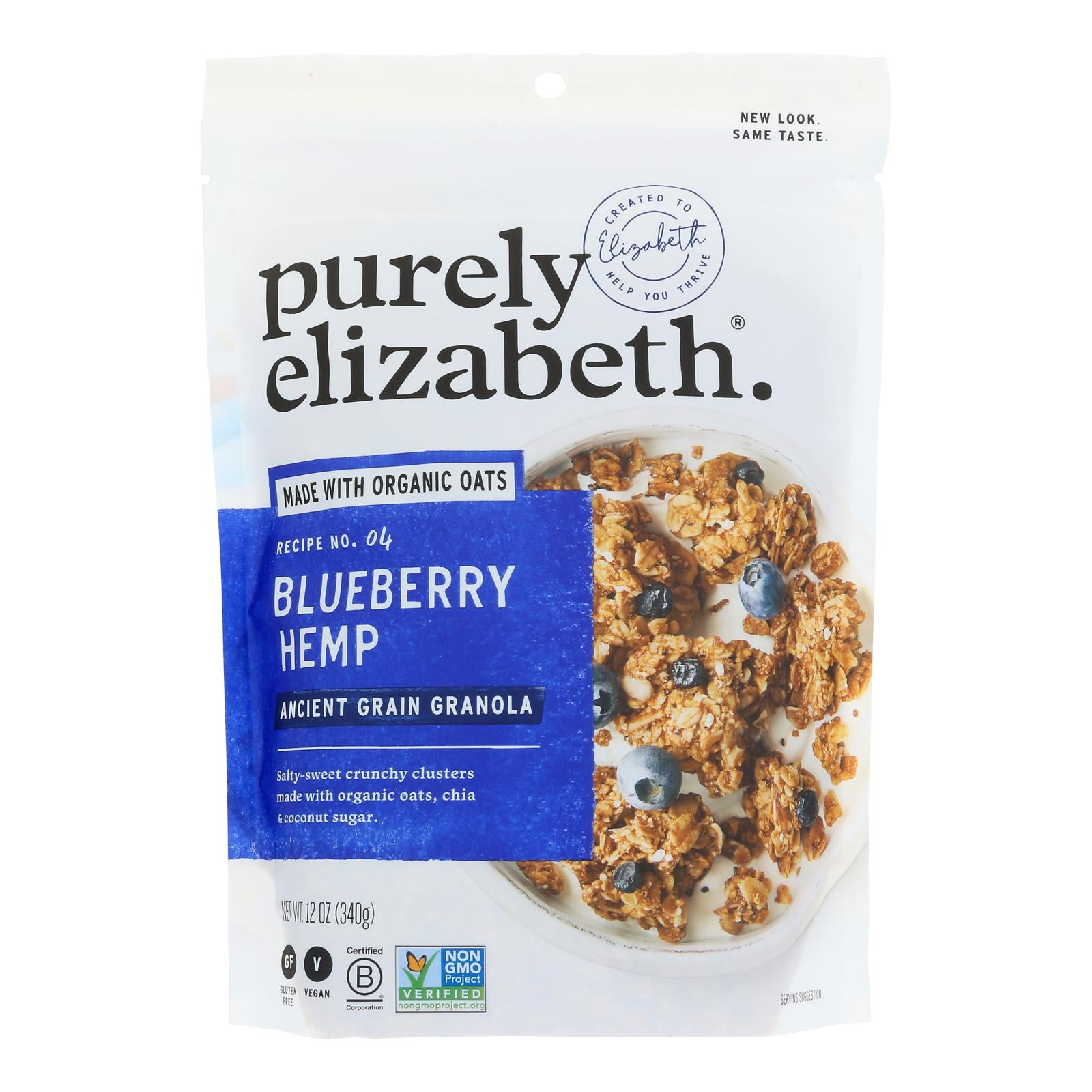 Purely Elizabeth Organic Ancient Grain Granola - Blueberry Hemp - Case Of 6 - 12 Oz.