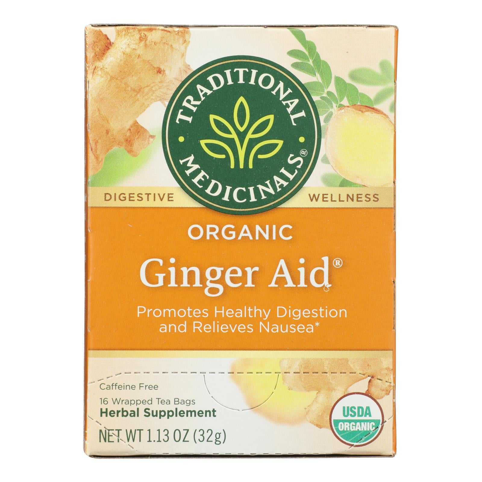 Traditional Medicinals Organic Ginger Aid Herbal Tea - Caffeine Free -16 Bags