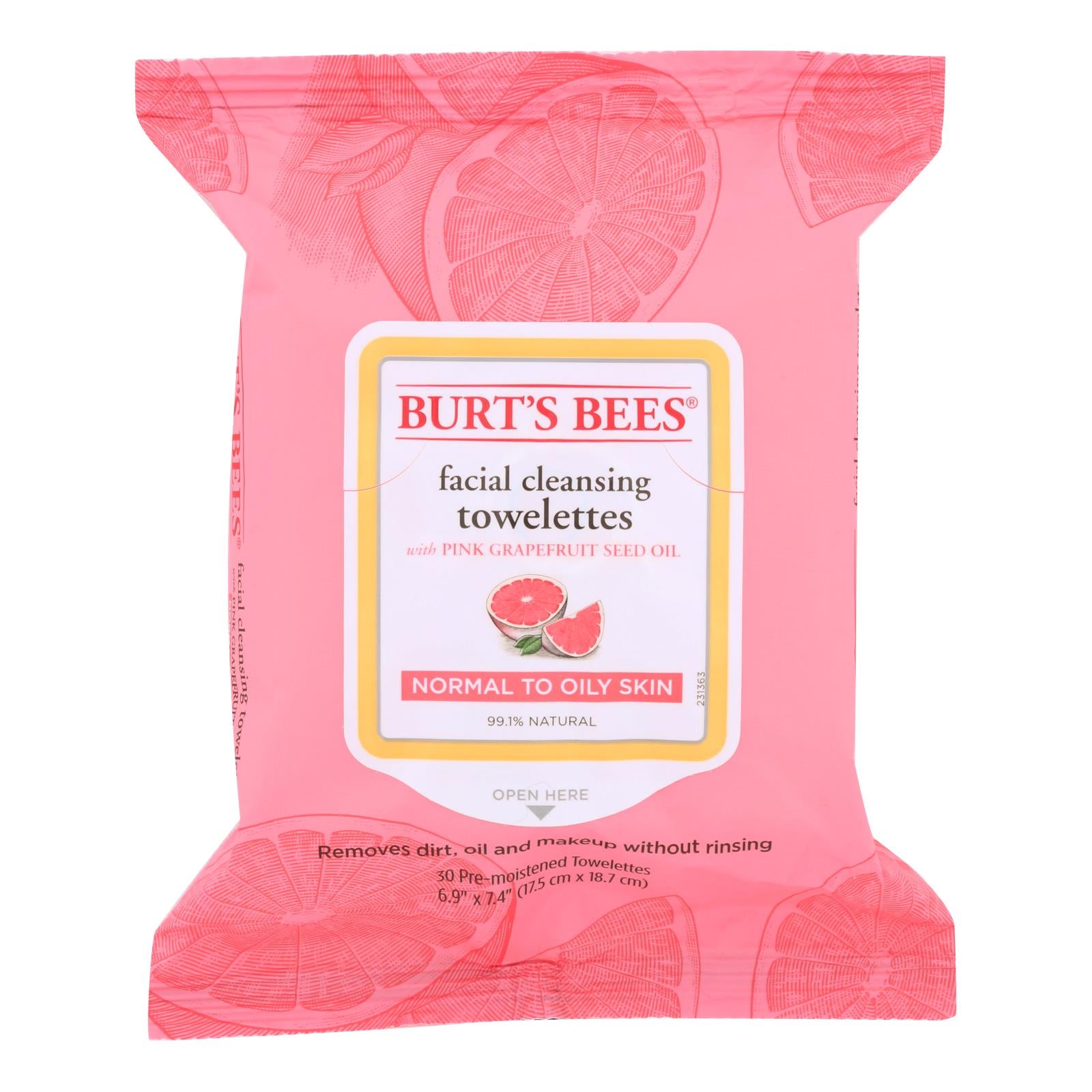 Burts Bees - Face Towelette - Pink Grapefruit - Case Of 3 - 30 Count