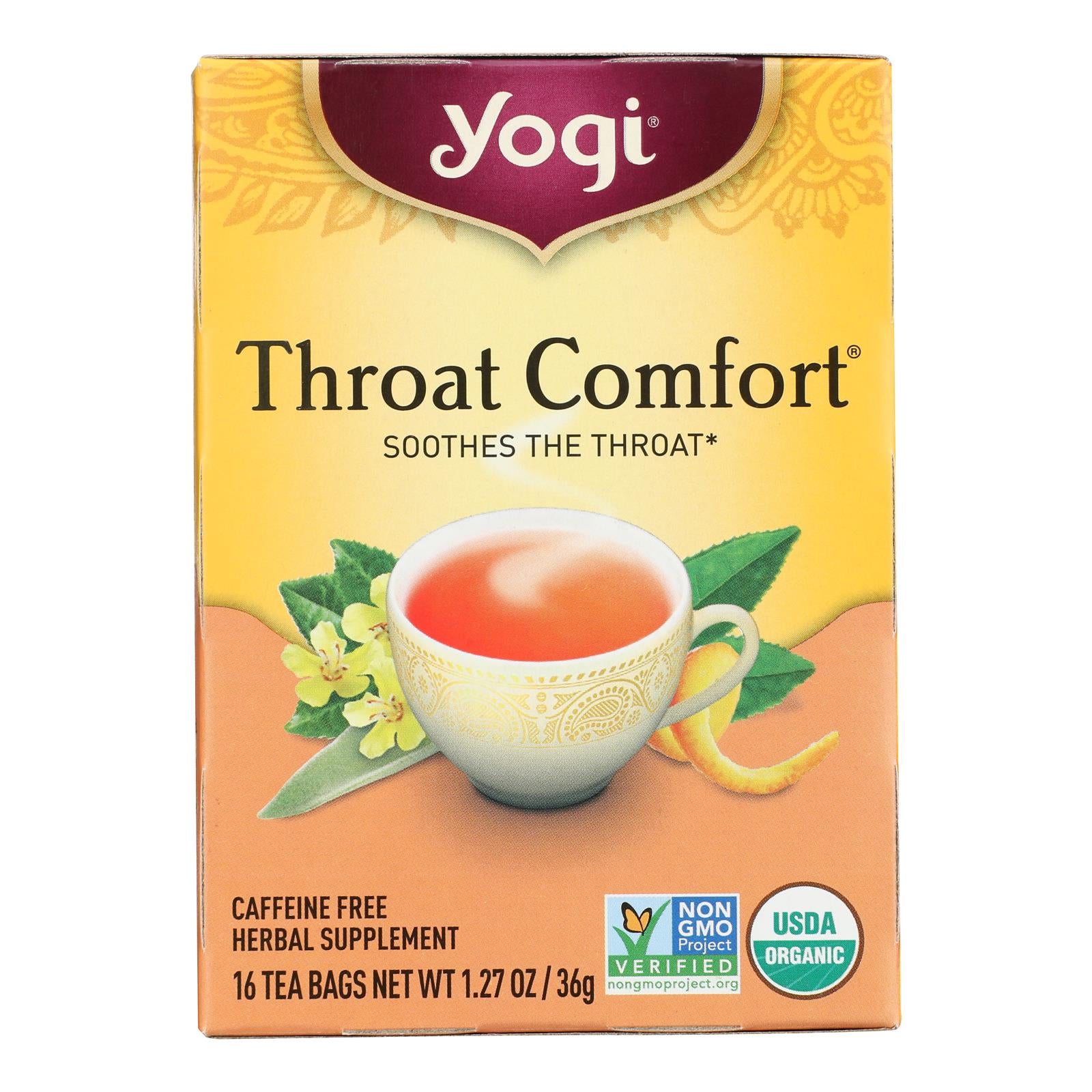 Yogi Tea Organic - Throat Comfort - Caffeine Free - 16 Tea Bags