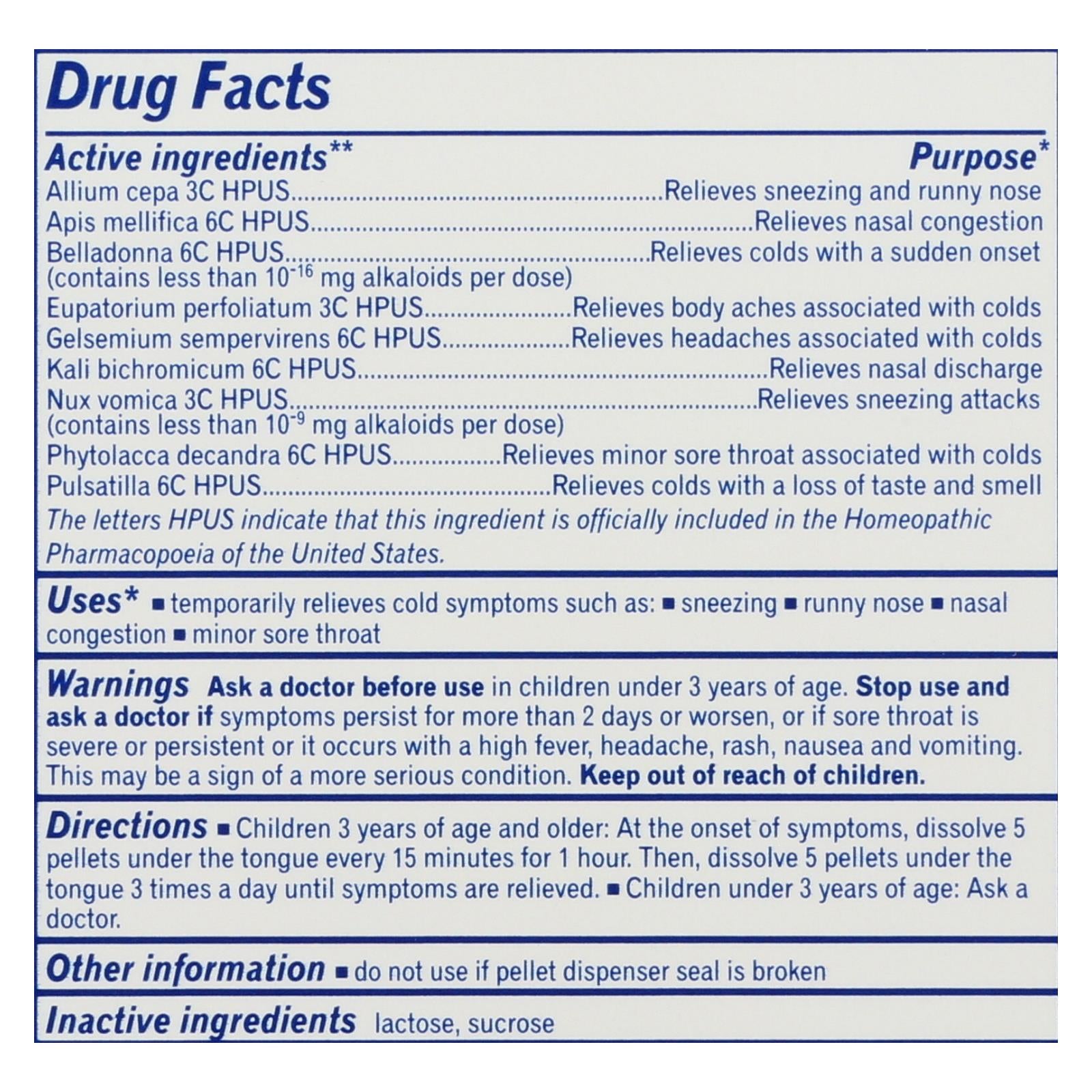 Boiron - Children's Cold Calm Pellets - 2 Doses