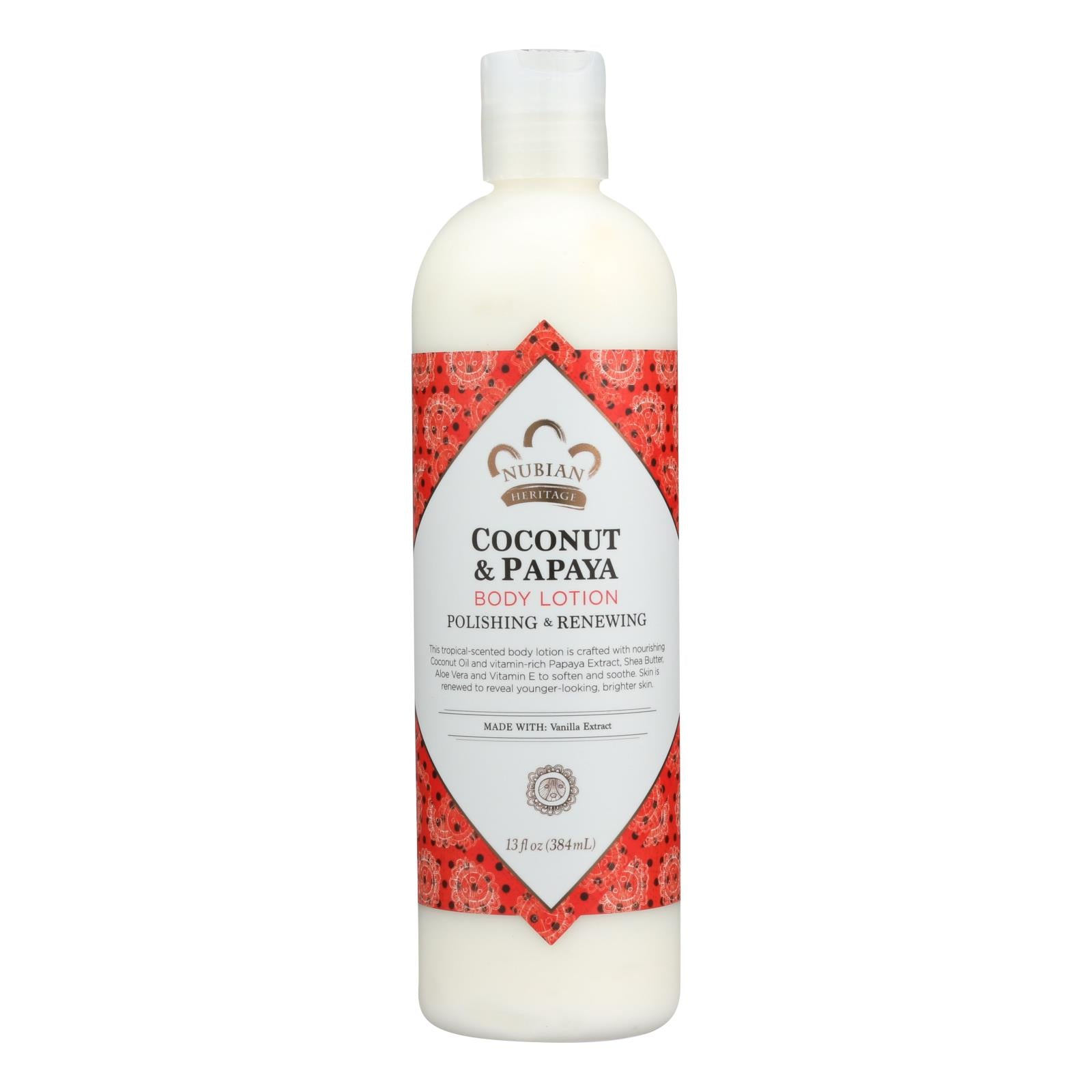 Nubian Heritage Lotion - Coconut And Papaya - 13 Oz