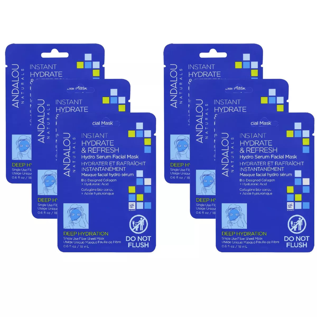 Andalou Naturals Deep Hydration Instant Hydrate & Refresh Sheet Mask, Case Of 6