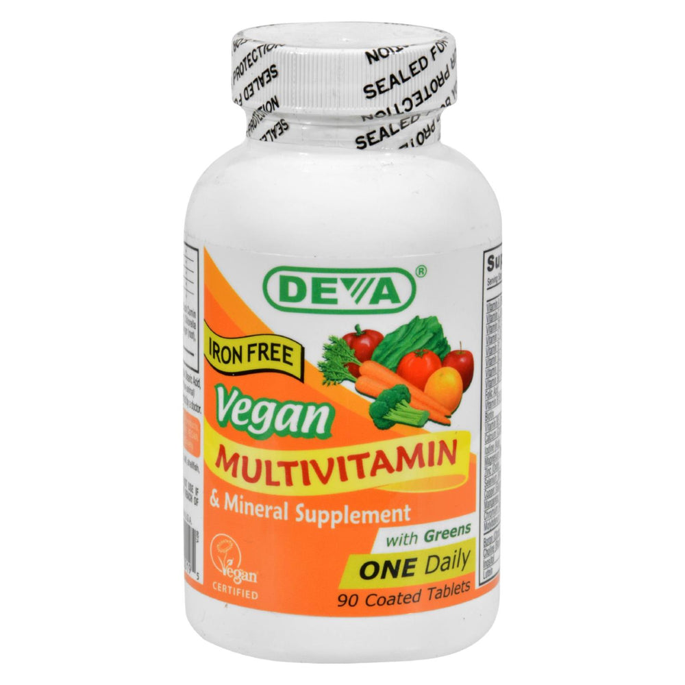 Deva Vegan Vitamins, Multivitamin And Mineral Supplement Iron Free, 90 Tablets