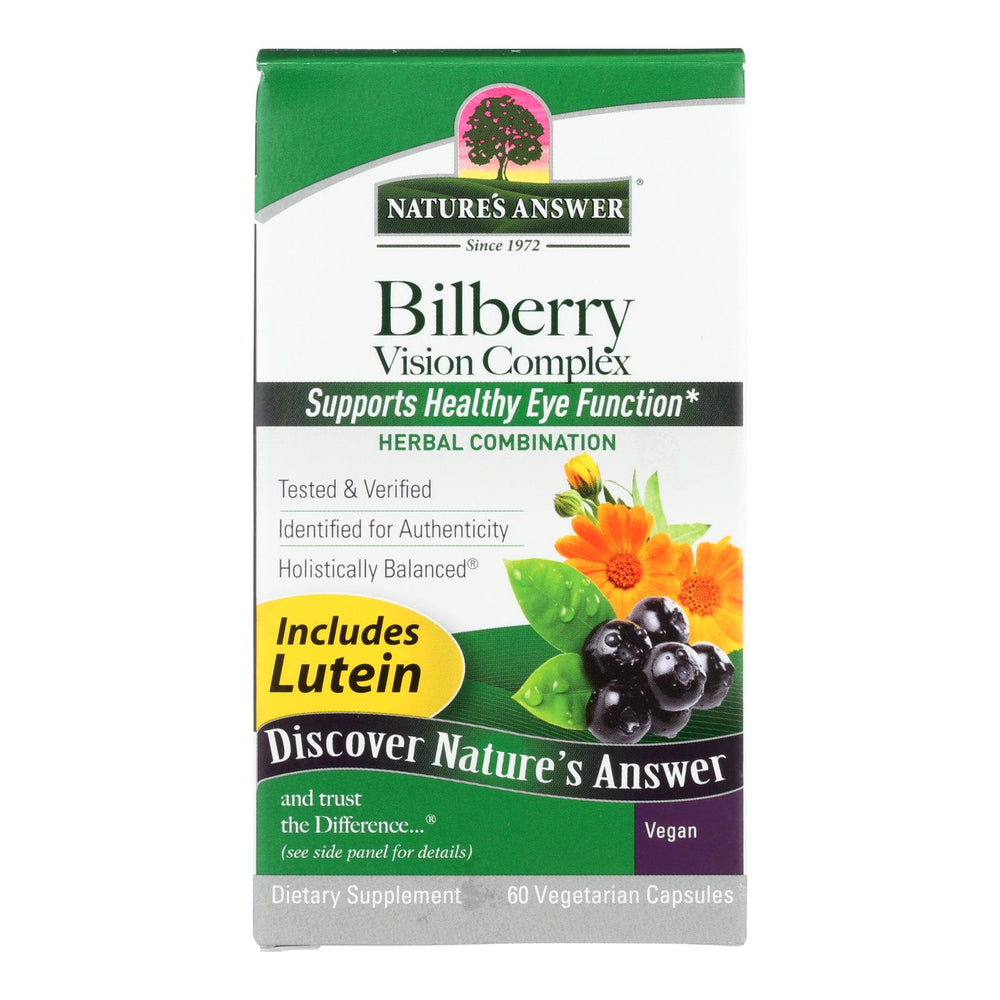 Nature's Answer Bilberry Vision Complex Plus Lutein, 60 Vegetarian Capsules