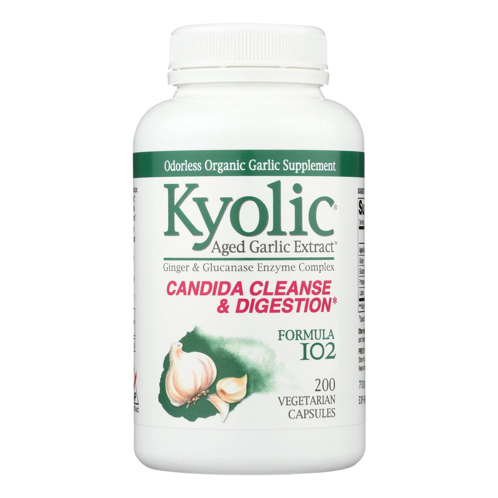 Kyolic Aged Garlic Extract Candida Cleanse & Digestion Capsules Formula102 - 200 ct