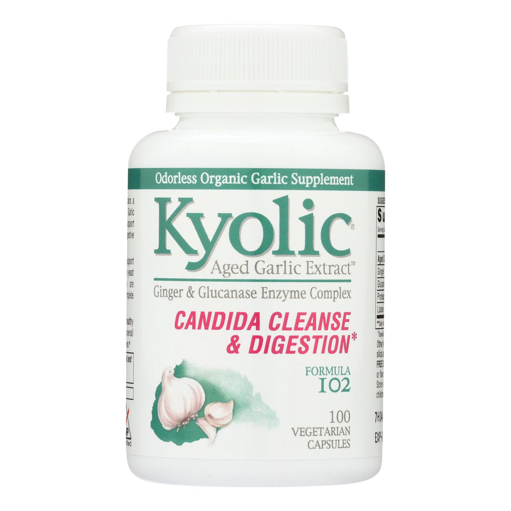 Kyolic Aged Garlic Extract Candida Cleanse & Digestion Capsules Formula 102 - 100 ct