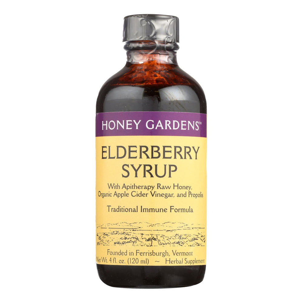 
                  
                    Honey Gardens Apiaries Elderberry Syrup, Apitherapy Raw Honey, Propolis And Elderberries, Cough, 4 Oz
                  
                