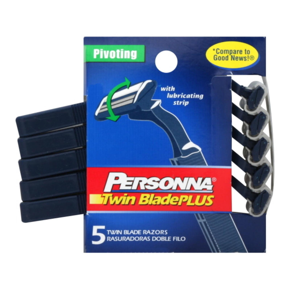Personna Disposable Razors With Lubricating Strip, Twin Blade Plus, 5 Pack