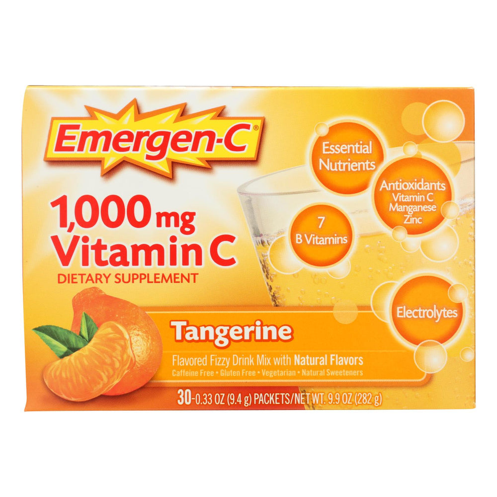Alacer Emergen-c Vitamin C Fizzy Drink Mix Tangerine, 1000 Mg, 30 Packets
