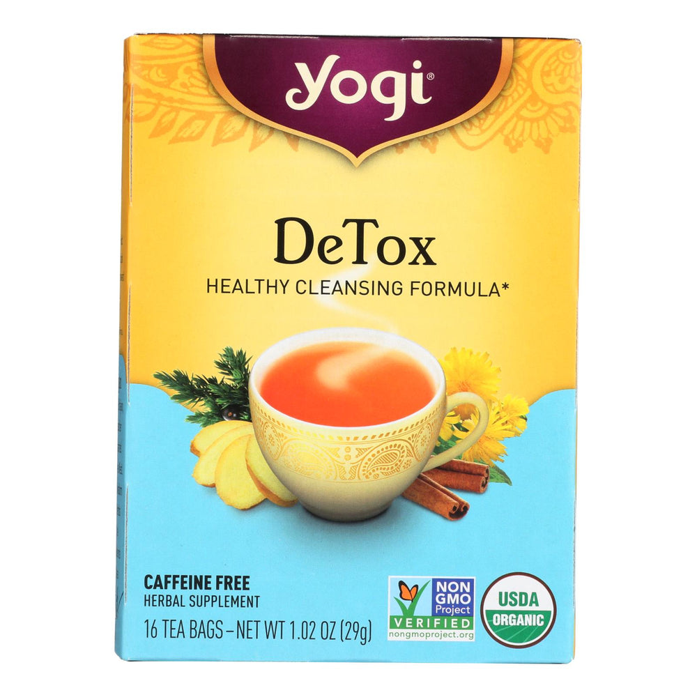 Yogi Detox Herbal Tea Caffeine Free, 16 Tea Bags, Case Of 6