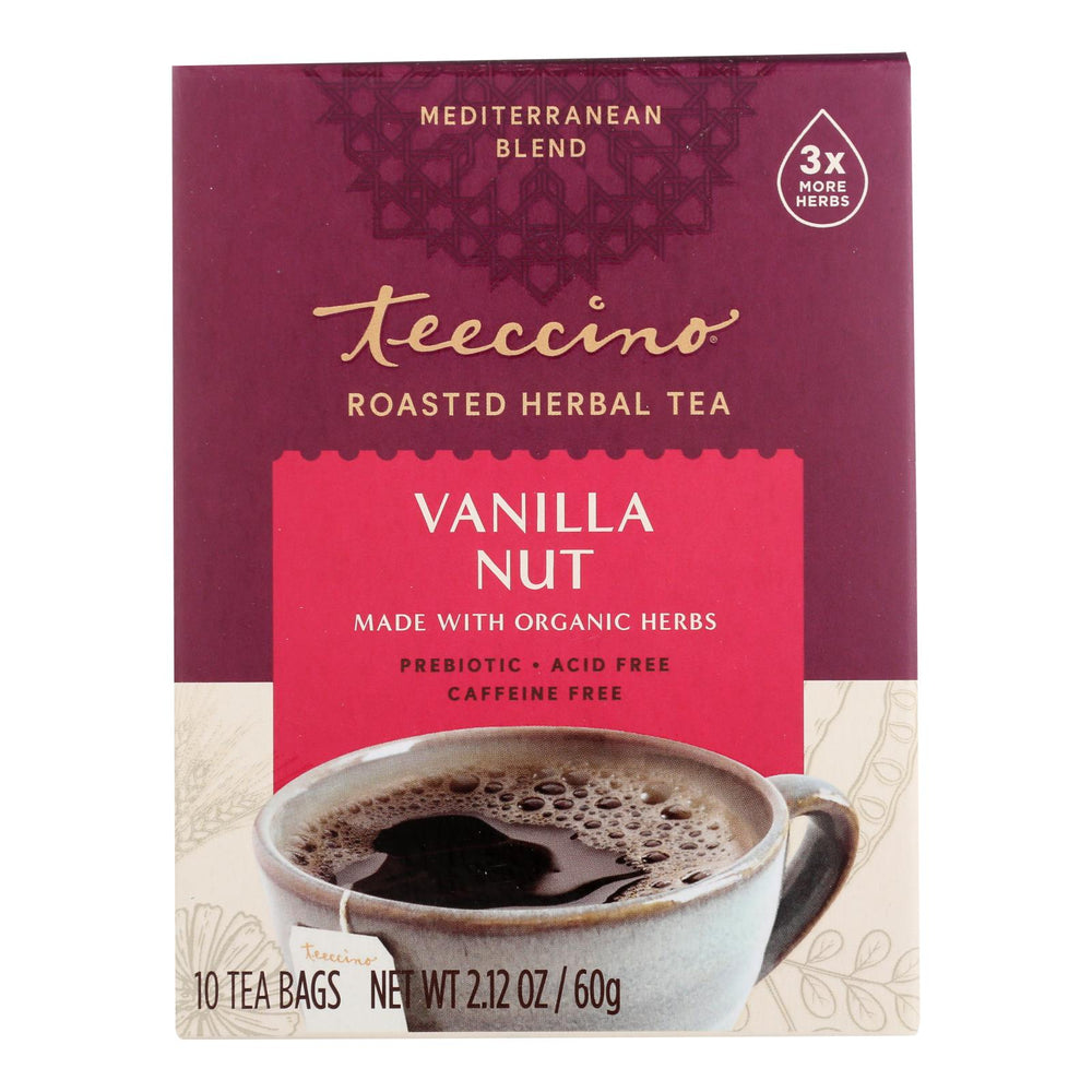 Teeccino Herbal Coffee Vanilla Nut, 10 Tea Bags, Case Of 6