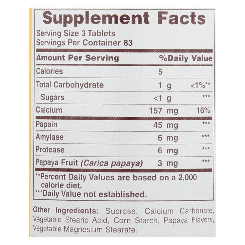 
                  
                    American Health Original Papaya Enzyme Chewable, 250 Tablets
                  
                