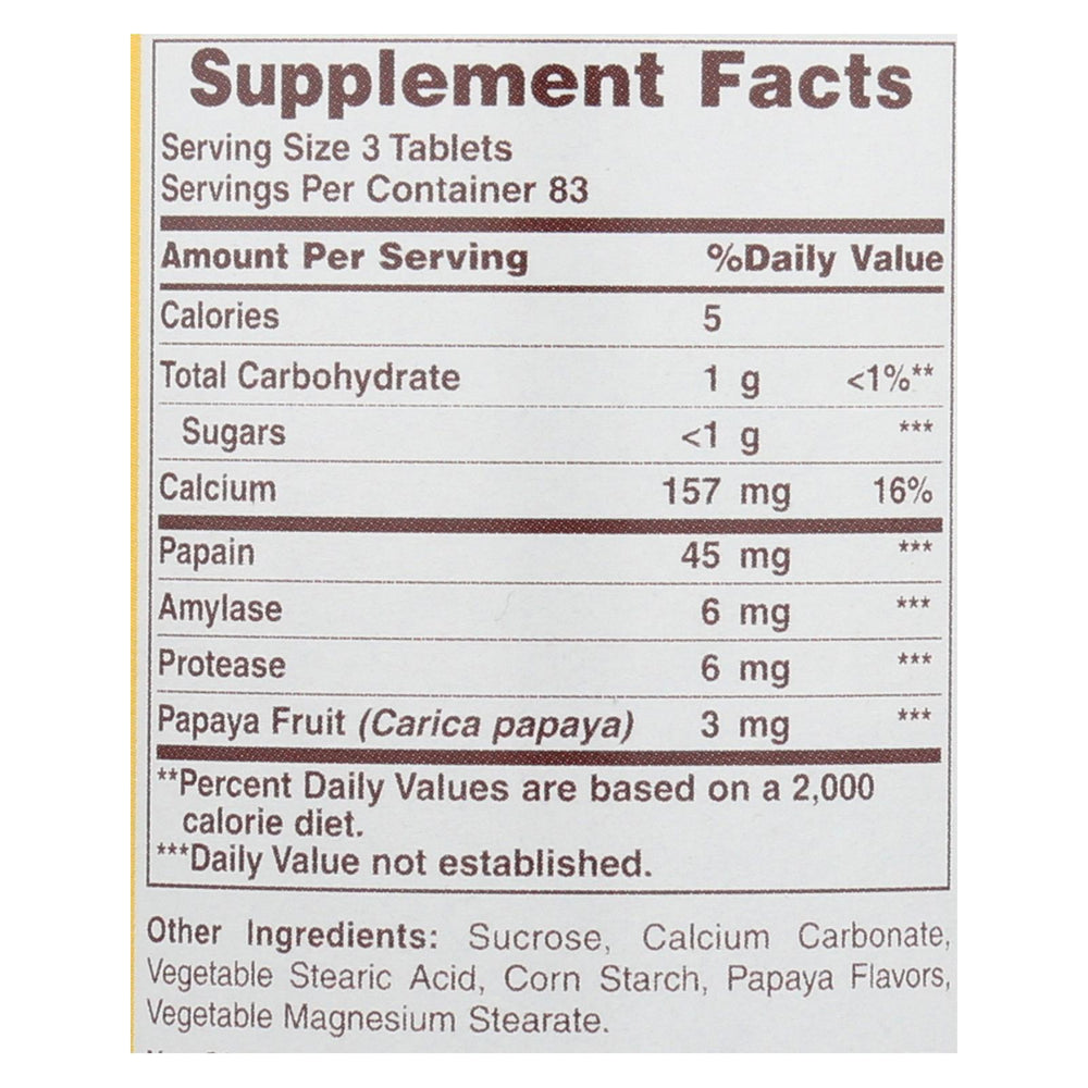 
                  
                    American Health Original Papaya Enzyme Chewable, 250 Tablets
                  
                