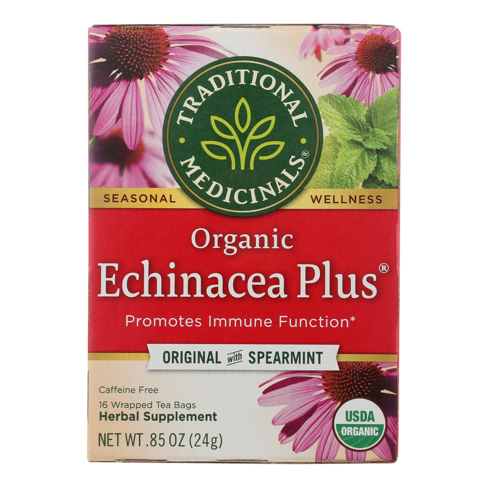 Traditional Medicinals Organic Echinacea Plus Herbal Tea, 16 Tea Bags, Case Of 6