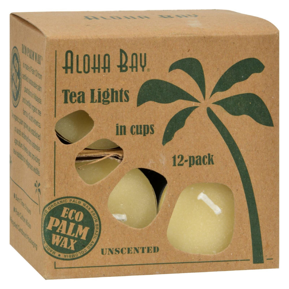 Aloha Bay, Palm Wax Tea Lights With Aluminum Holder Cream, 12 Candles