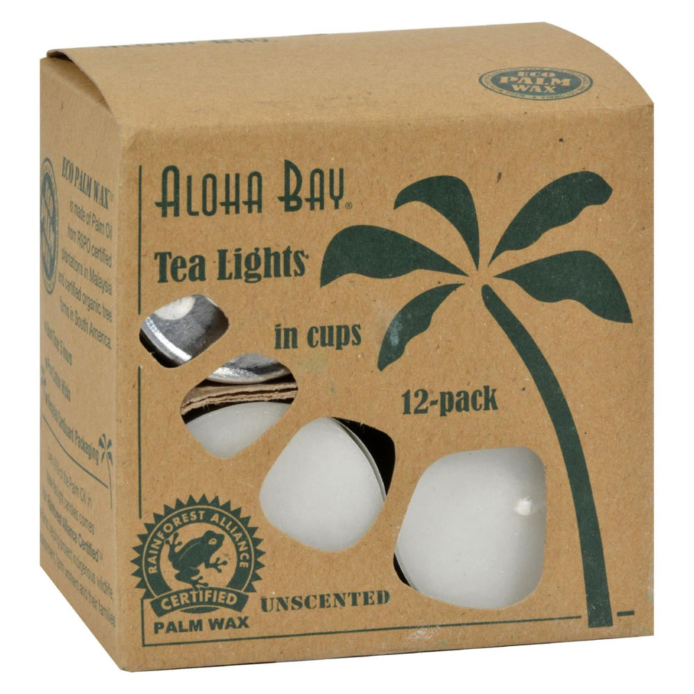 Aloha Bay Palm Wax Tea Lights With Aluminum Holder, 12 Candles