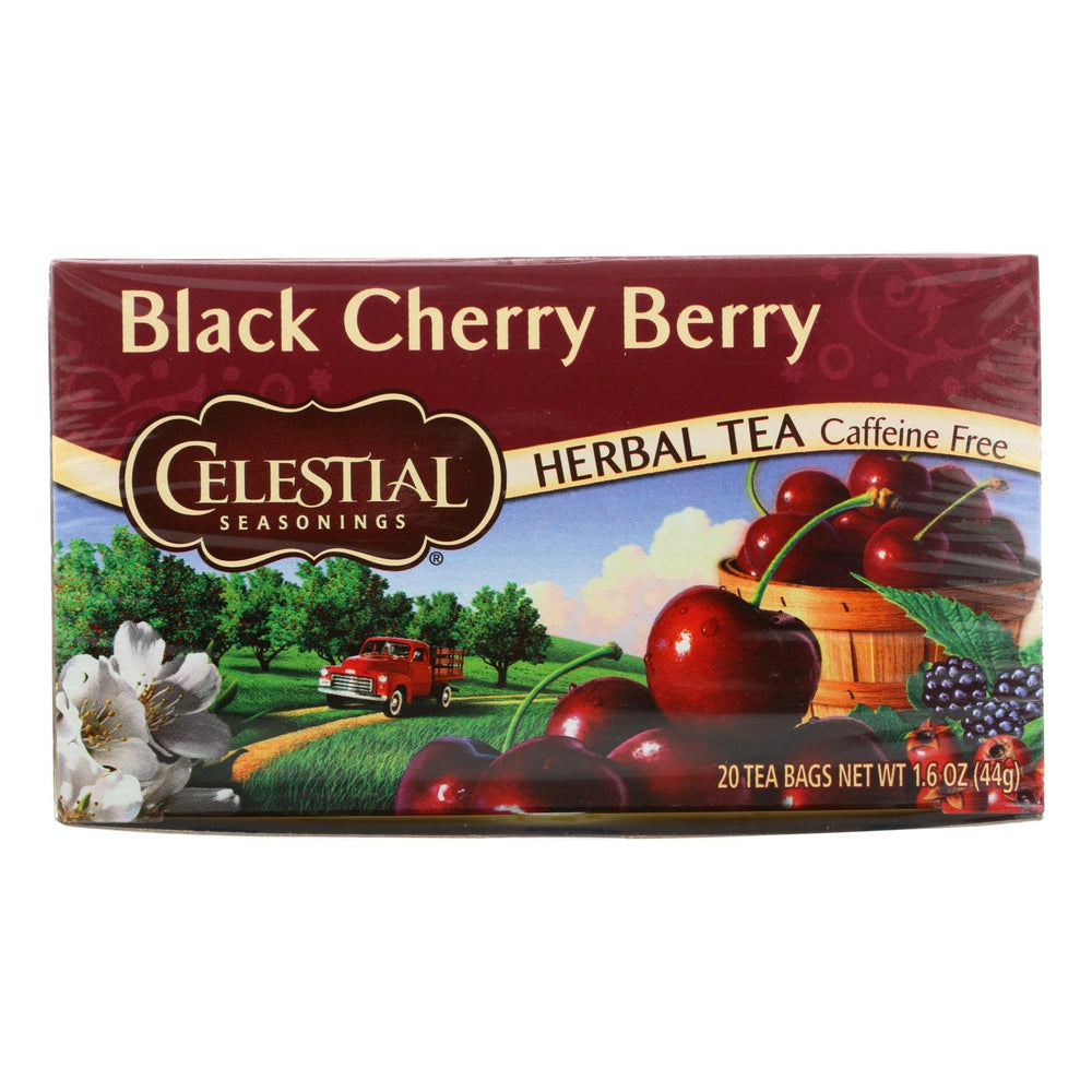 Celestial Seasonings Herbal Tea Caffeine Free Black Cherry Berry, 20 Tea Bags, Case Of 6