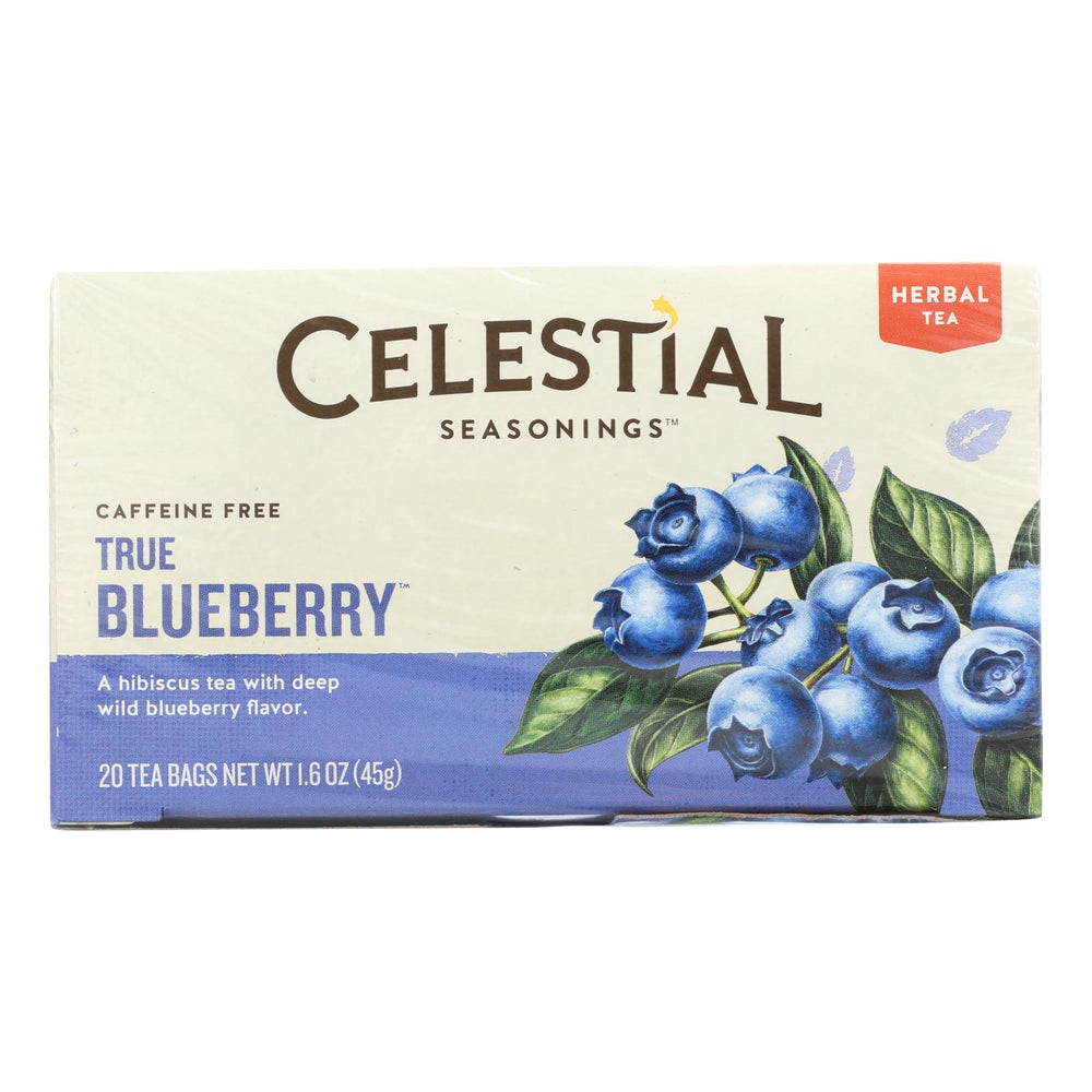 Celestial Seasonings Herbal Tea Caffeine Free True Blueberry, 20 Tea Bags, Case Of 6