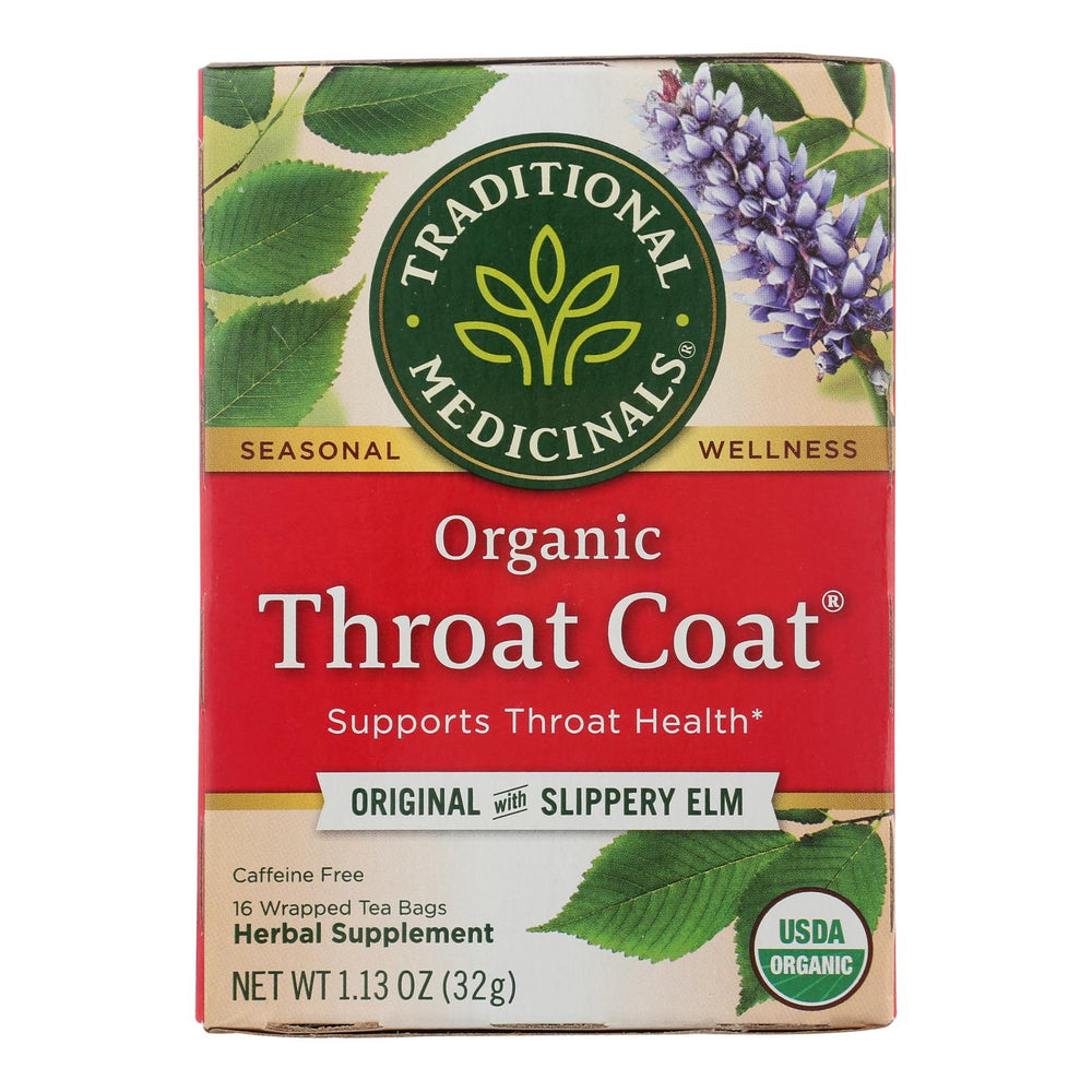 Traditional Medicinals Organic Throat Coat Herbal Tea, 16 Tea Bags, Case Of 6