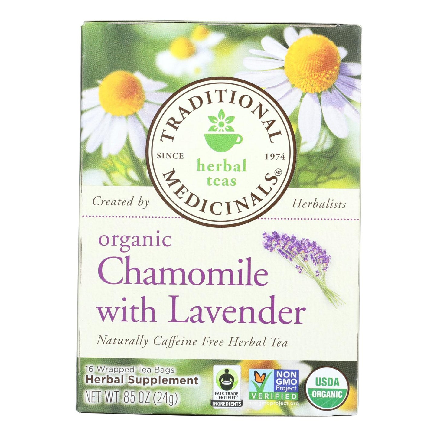 
                  
                    Traditional Medicinals Organic Chamomile With Lavender Herbal Tea, Caffeine Free, Case Of 6, 16 Bags
                  
                