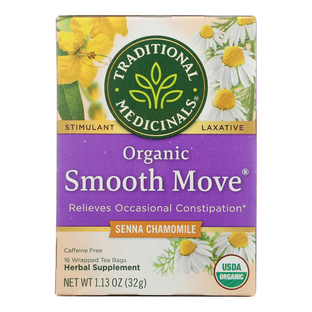 Traditional Medicinals Organic Smooth Move Chamomile Herbal Tea, 16 Tea Bags, Case Of 6