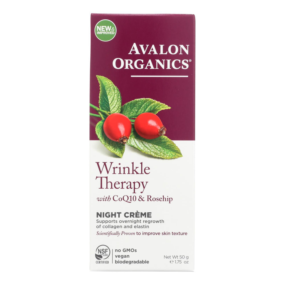 Avalon Organics Coq10 Wrinkle Defense Night Creme, 1.75 Fl Oz