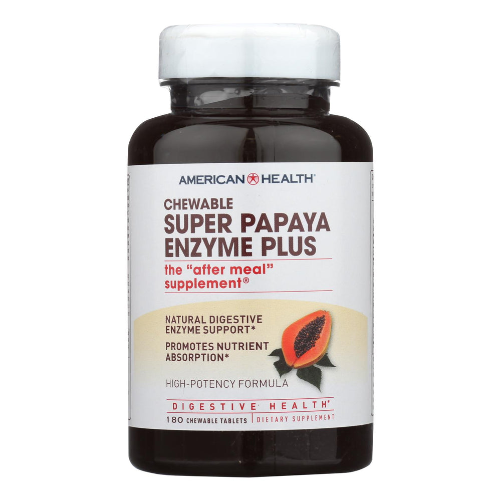 
                  
                    American Health Super Papaya Enzyme Plus Chewable, 180 Chewable Tablets
                  
                