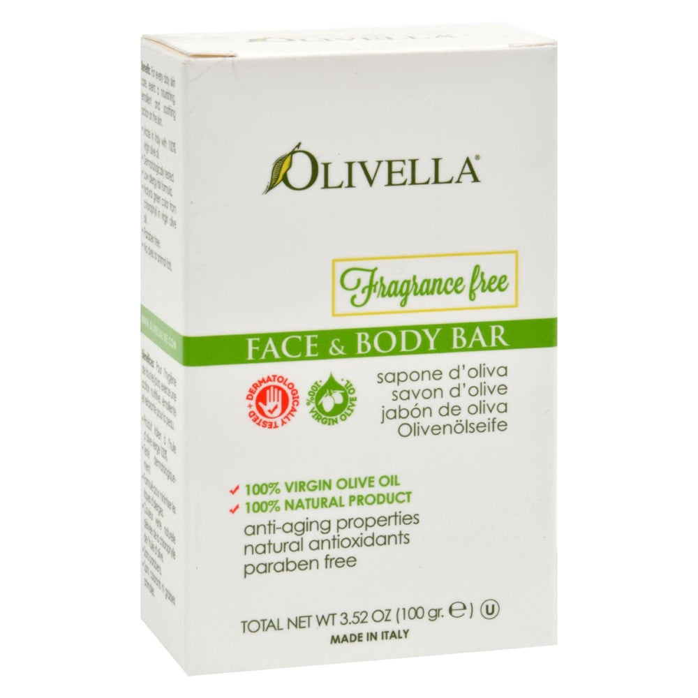 Olivella Fragrance Free Face And Body Bar, 3.52 Oz