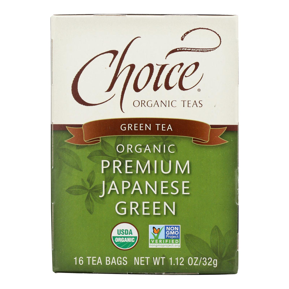 Choice Organic Teas Premium Japanese Green Tea, 16 Tea Bags, Case Of 6