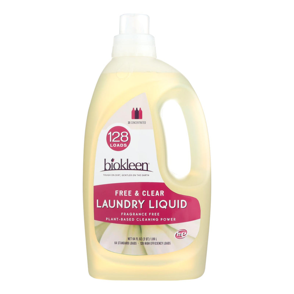 Biokleen Laundry Liquid, Free And Clear, 64 Oz