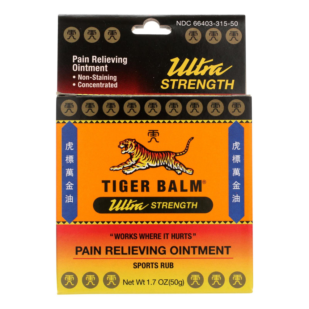 Tiger Balm Pain Relieving Ointment Ultra Strength, Non-staining, 1.7 Oz