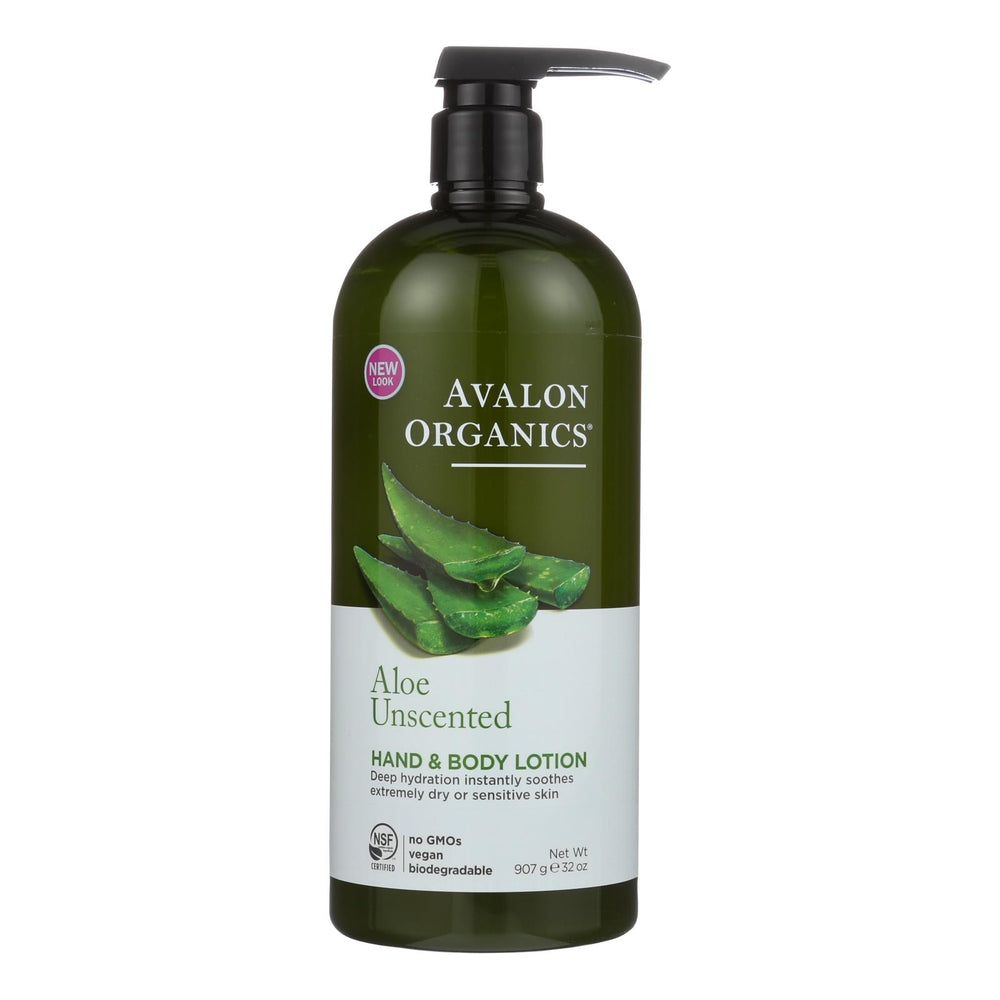 Avalon Organics Hand And Body Lotion Aloe Unscented, 32 Fl Oz