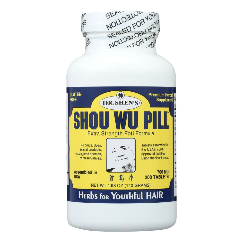 Dr. Shen's Shou Wu Youthful Hair Pill, 700 Mg, 200 Tablets