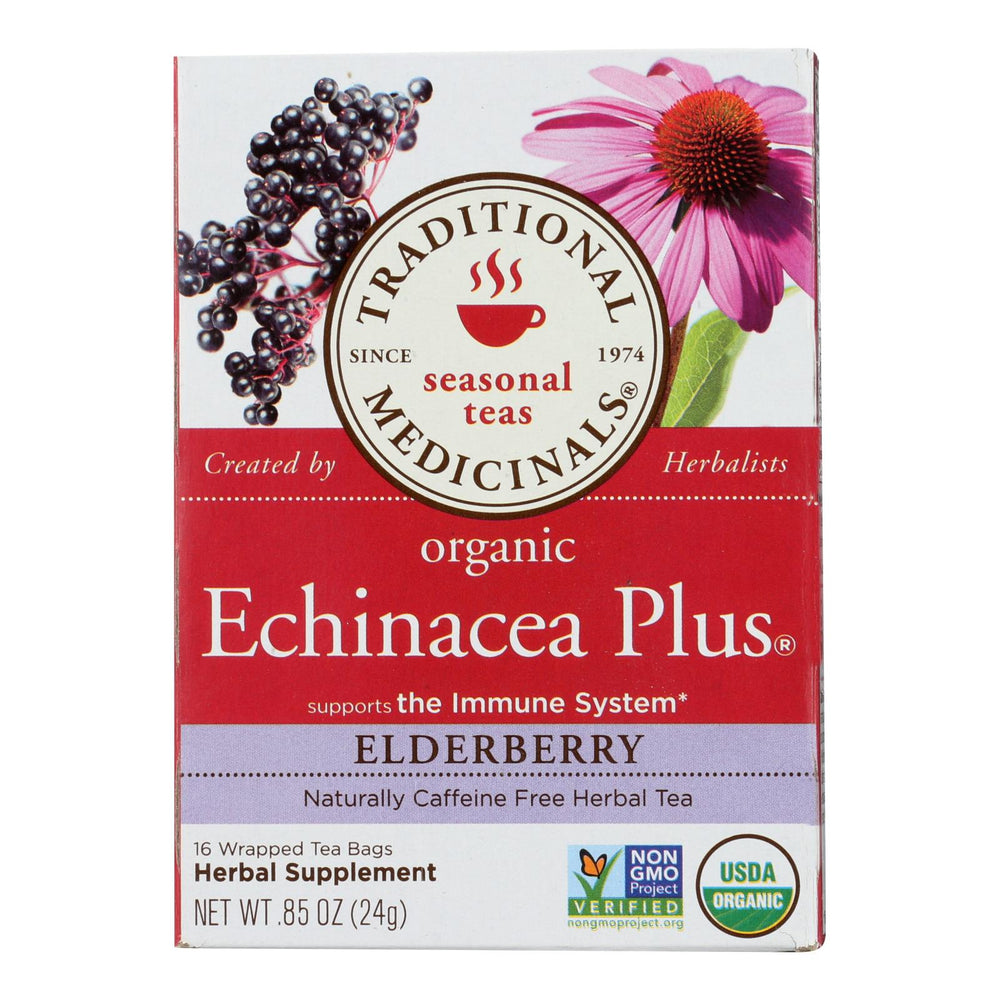 Traditional Medicinals Organic Echinacea Elder Tea -caffeine Free, Case Of 6, 16 Bags