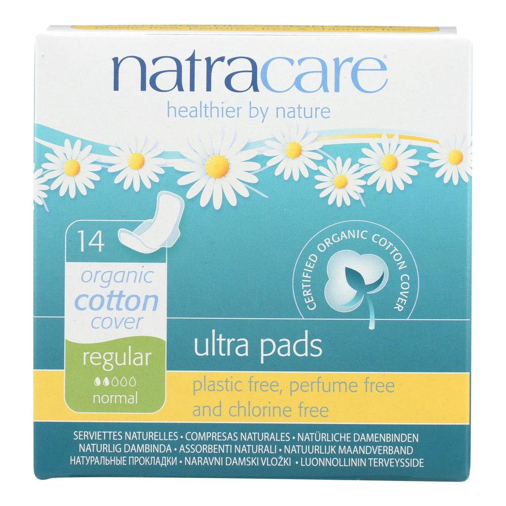 Natracare Natural Ultra Pads W-wings Regular W-organic Cotton Cover,  14 Pack