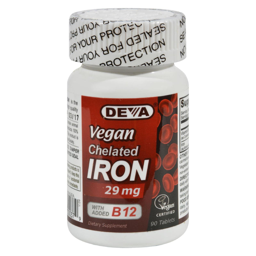 Deva Vegan Vitamins Chelated Iron, 29 Mg, 90 Tablets