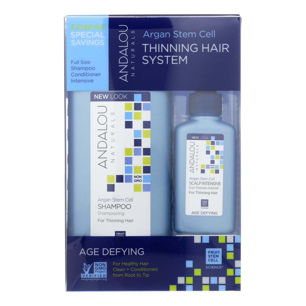 Andalou Naturals Thinning Hair System With Argan Fruit Stem Cells, 3 Pieces