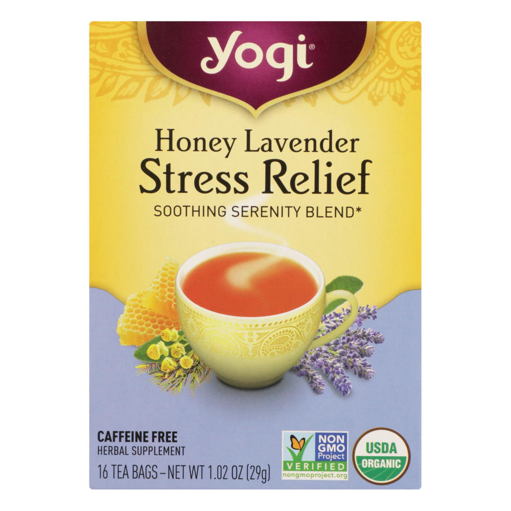 Yogi Stress Reliefherbal Tea Caffeine Free Honey Lavender, 16 Tea Bags, Case Of 6