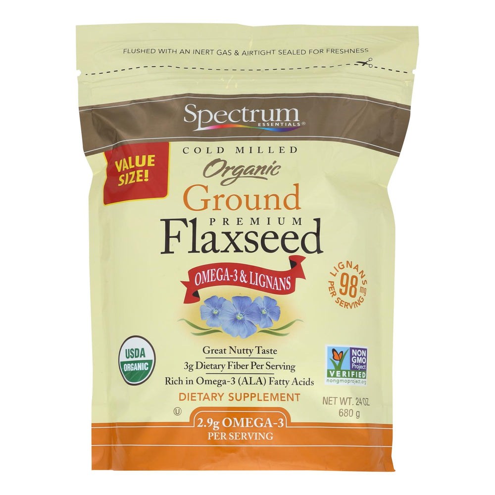 Spectrum Essentials Flaxseed, Organic, Ground, Premium, 24 Oz
