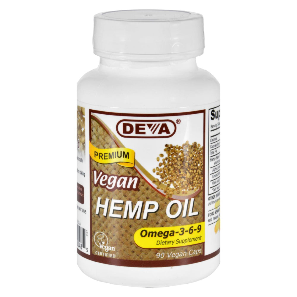 Deva Vegan Vitamins Hemp Oil, Omega 3 6 9, Vegan, 90 Vegan Capsules