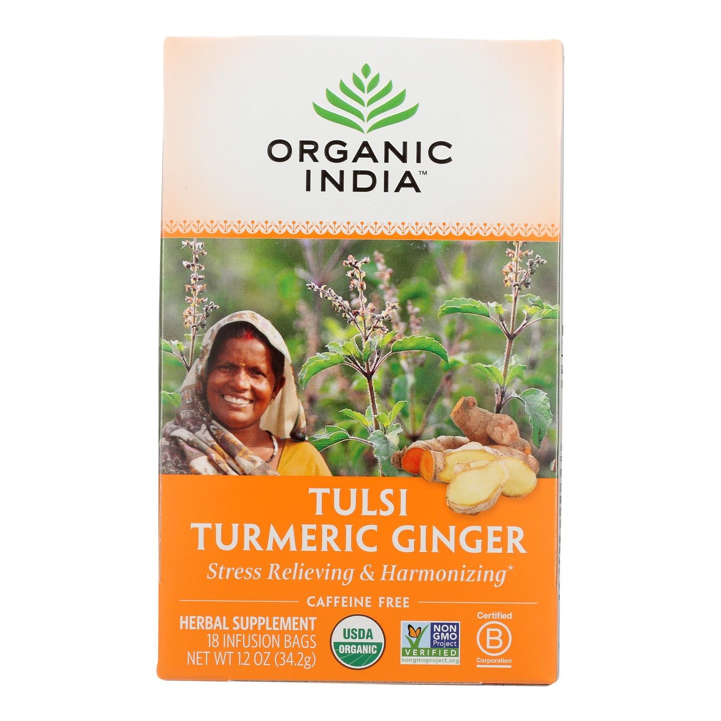 
                  
                    Organic India Tea, Organic, Tulsi, Turmeric Ginger, 18 Bags, Case Of 6
                  
                
