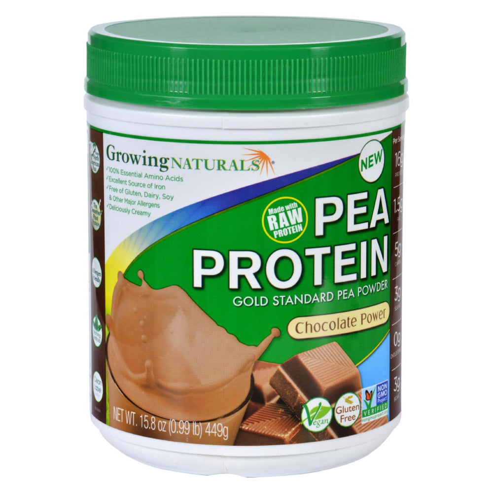 Growing Naturals Pea Protein Powder, Chocolate Power, 15.8 Oz