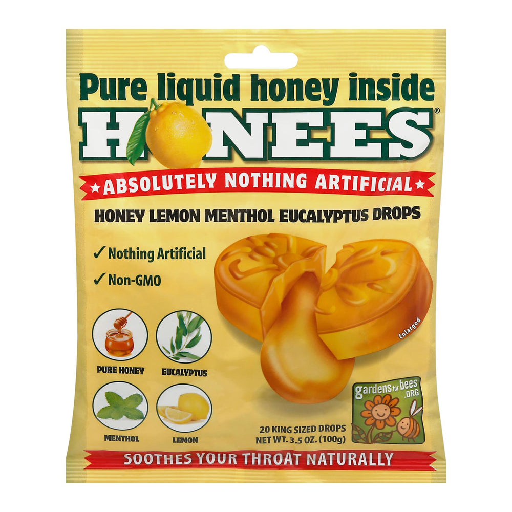 Honees Cough Drops, Honey Lemon, Lemon Menthol, 20 Cough Drops
