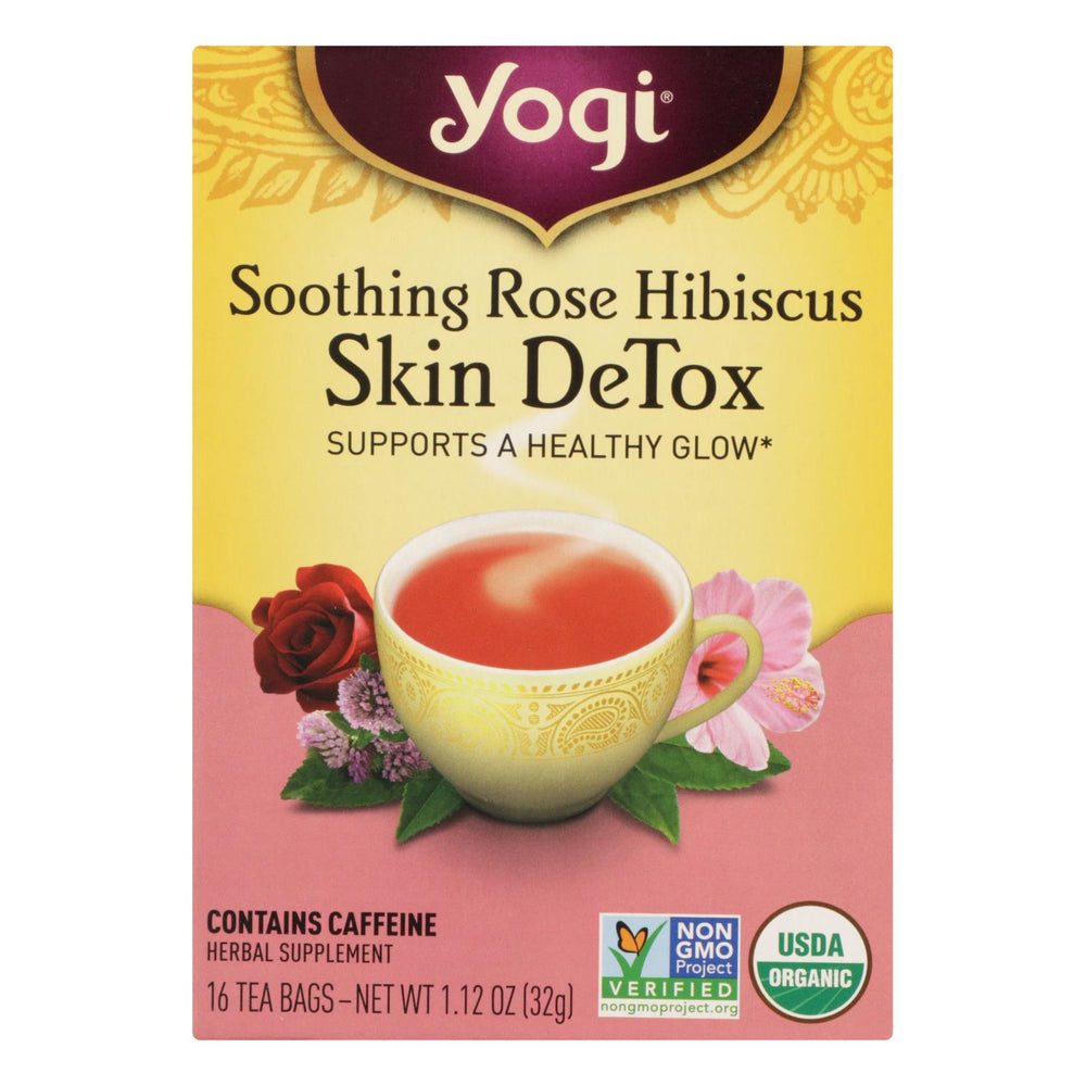 Yogi Tea, Organic, Soothing Rose Hibiscus Skin Detox, Case Of 6, 16 Bag