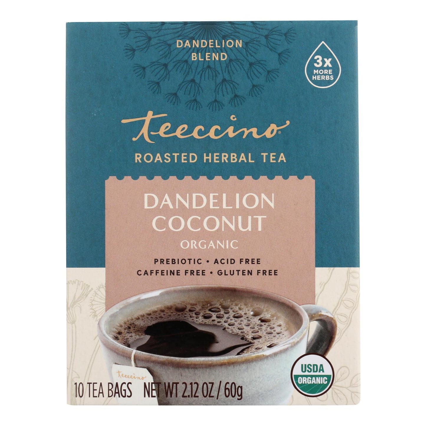 
                  
                    Teeccino Organic Chircory Herbal Tea, Dandelion Coconut, Case Of 6, 10 Bag
                  
                