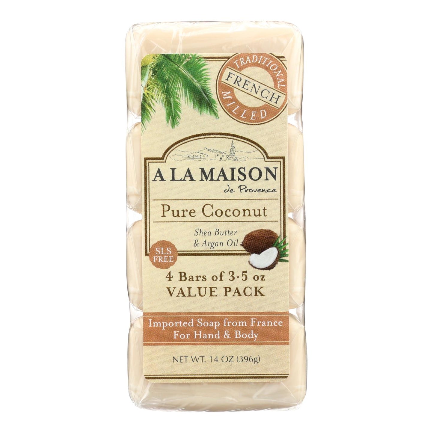 
                  
                    A La Maison Bar Soap, Pure Coconut, 4-3.5 Oz
                  
                